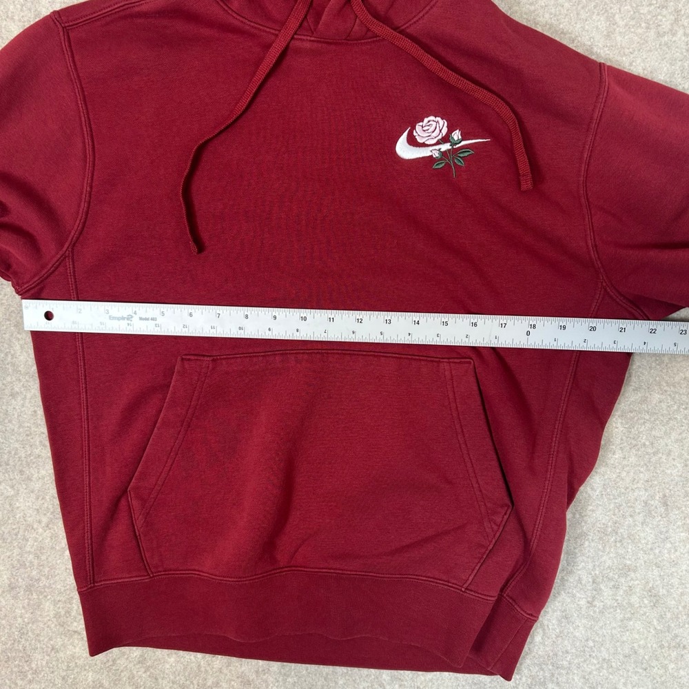 Nike Hoodie Mens Small Burgundy Rose Swoosh Embroidered Fleece Pullover 1036 - Picture 4 of 8